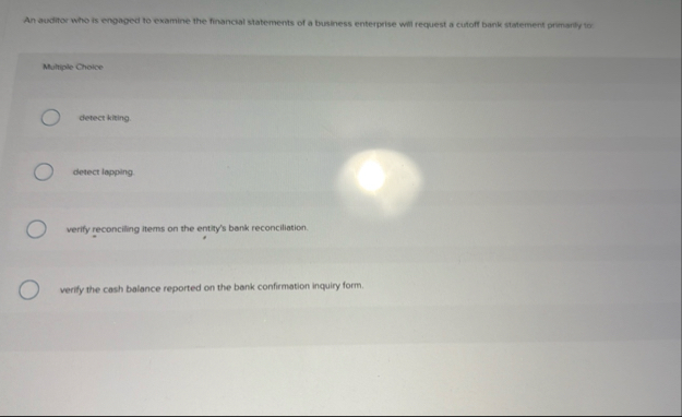 Solved An auditor who is engaged to examine the financal | Chegg.com