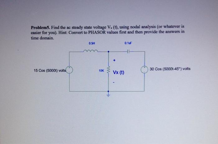 Solved Problems. Find the ac steady state voltage V. (t), | Chegg.com