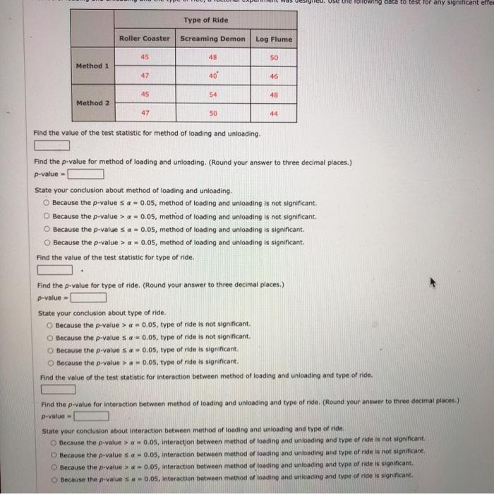 Use the following data to test for any significant | Chegg.com