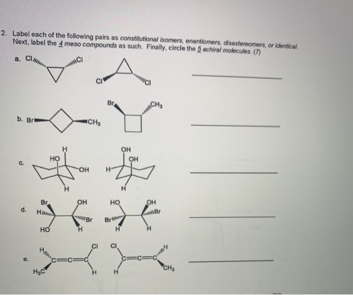 Solved 2. Label each of the following pairs as | Chegg.com