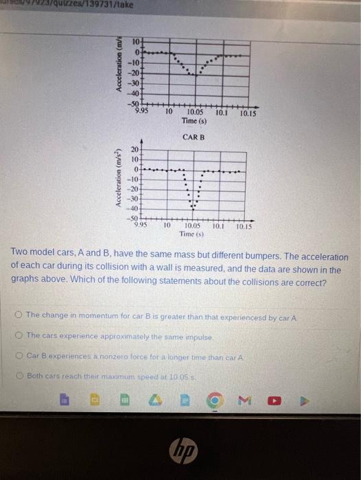 Solved Two Model Cars, A And B, Have The Same Mass But | Chegg.com