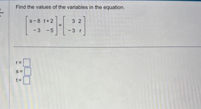 Solved Find the values of the variables in the equation. | Chegg.com