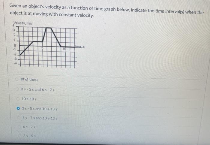 Solved Given an object's velocity as a function of time | Chegg.com