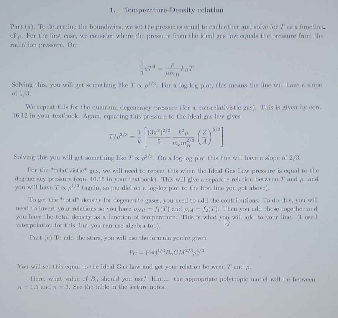 Solved Part (a). Make a plot of the temperature logT (on the | Chegg.com