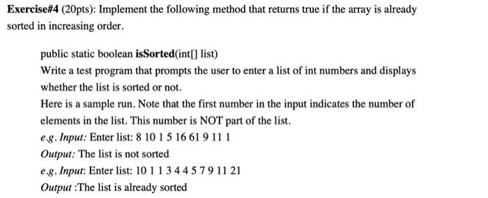 Solved Exercise#4 (20pts): Implement the following method | Chegg.com