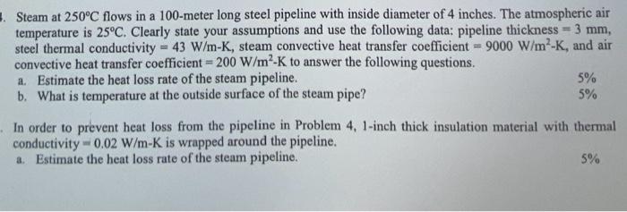 Solved In Order To Prevent Heat Loss From The Pipeline In | Chegg.com