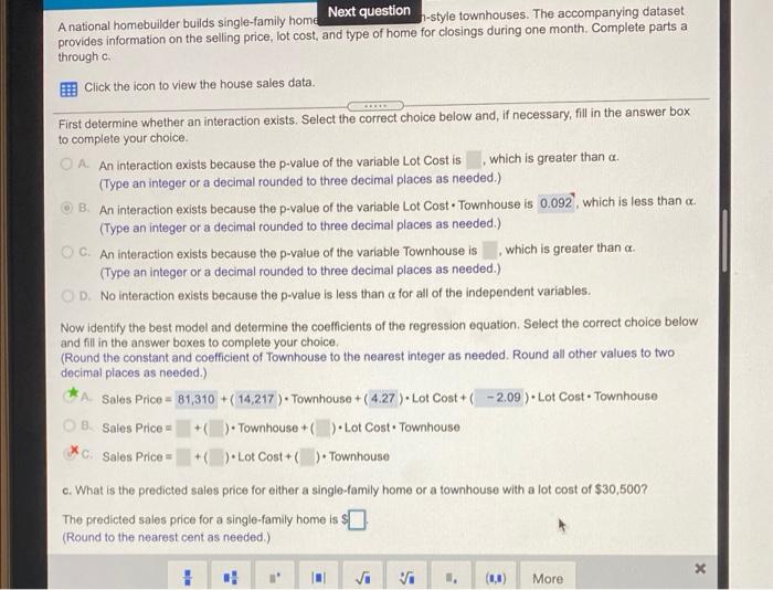 Solved A national homebuilder builds singlefamily home Next