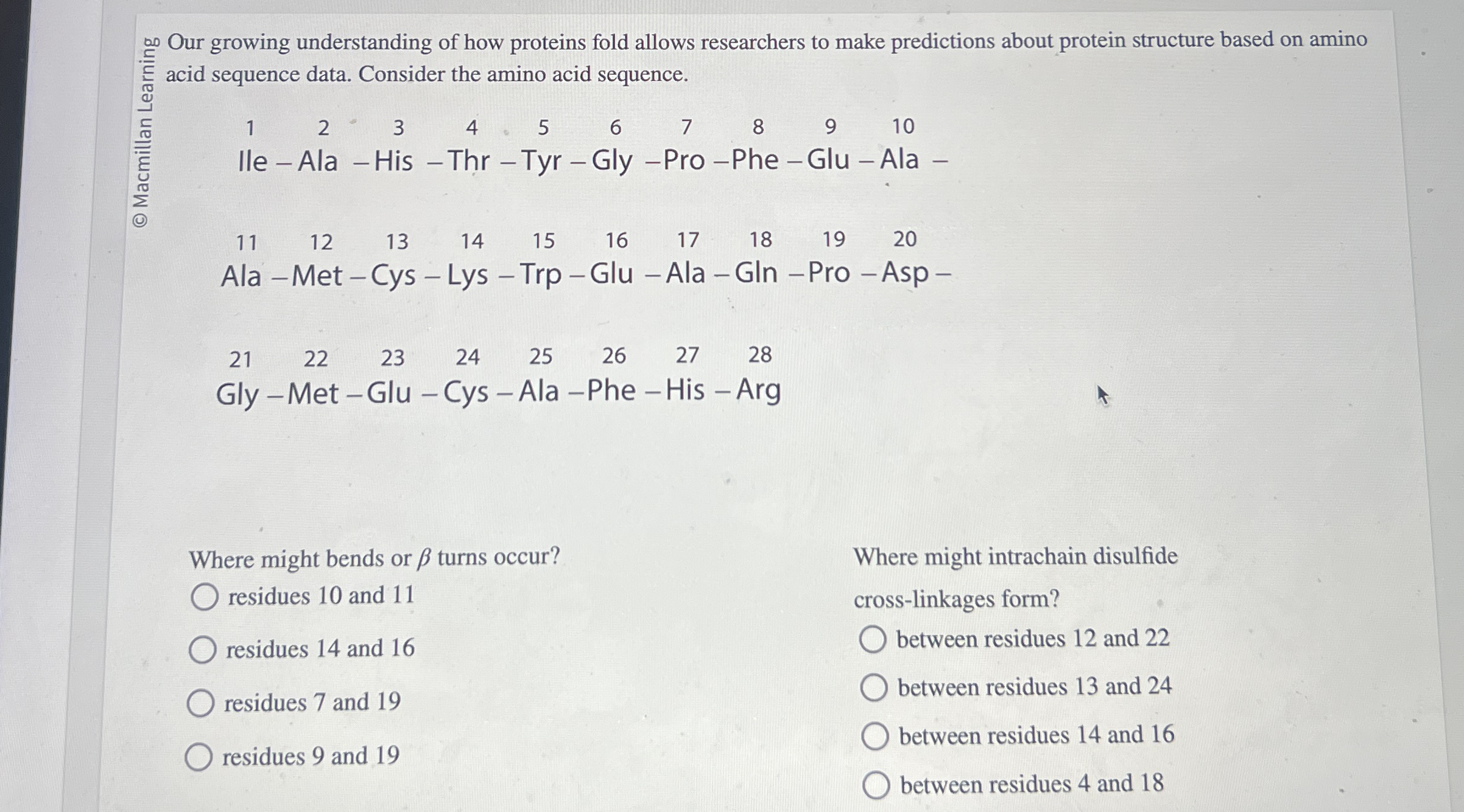 Solved acid sequence data. Consider the amino acid | Chegg.com