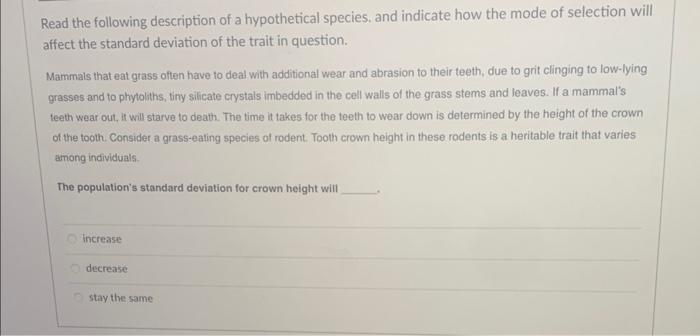 Solved Read the following description of a hypothetical | Chegg.com