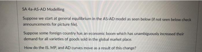 Solved SA 4a-AS-AD Modelling Suppose we start at general | Chegg.com