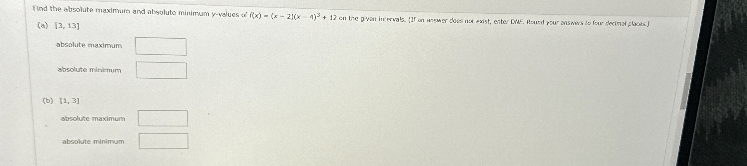 Solved Find the absolute maximum and absolute minimum