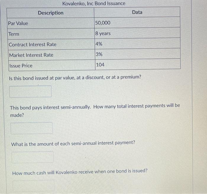 Solved Is this bond issued at par value, at a discount, or | Chegg.com