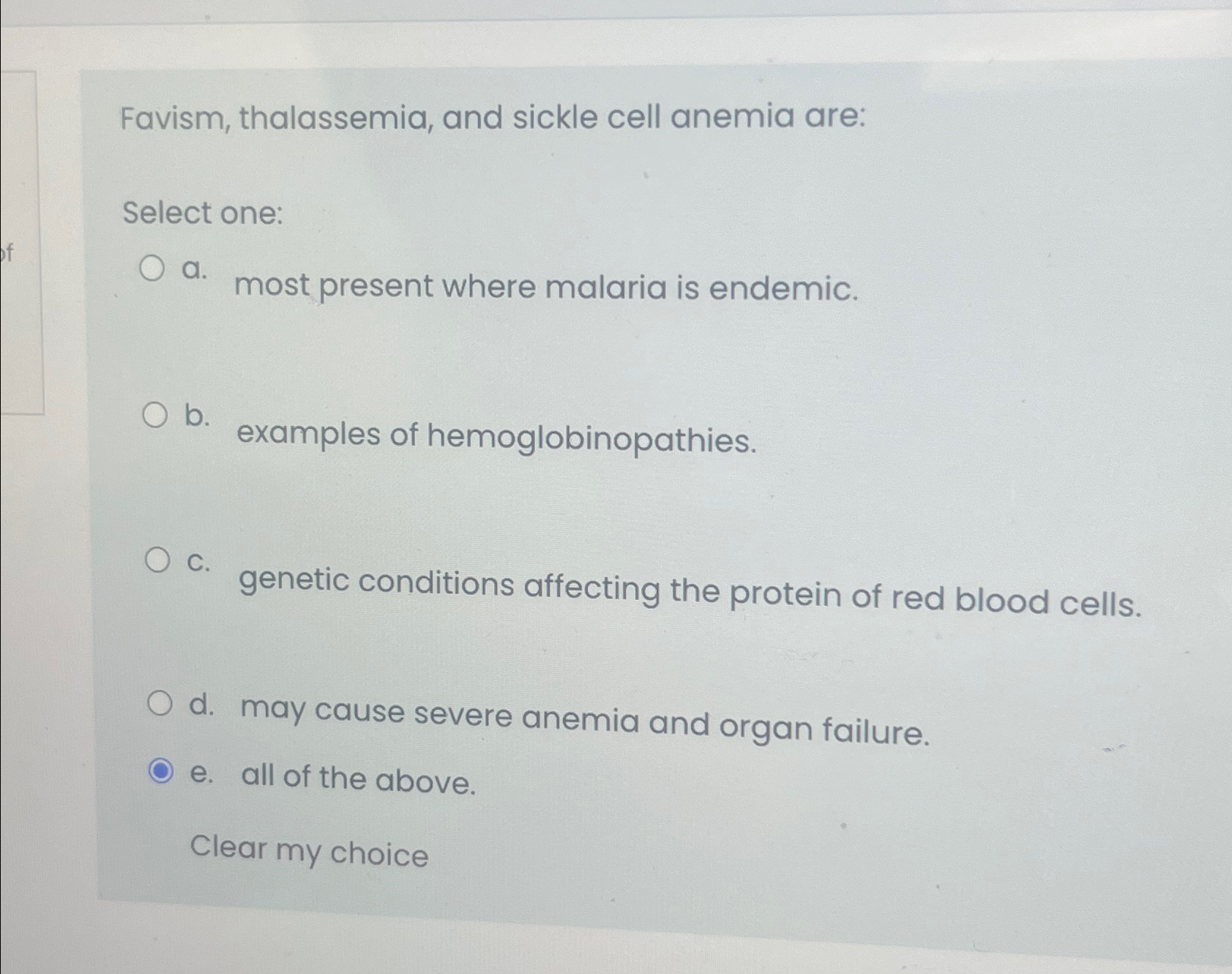 Solved Favism, thalassemia, and sickle cell anemia | Chegg.com