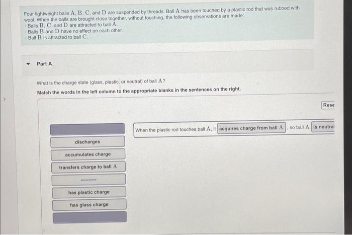 Solved Four Ightweight Balls A, B, C. And D Are Suspended By | Chegg.com