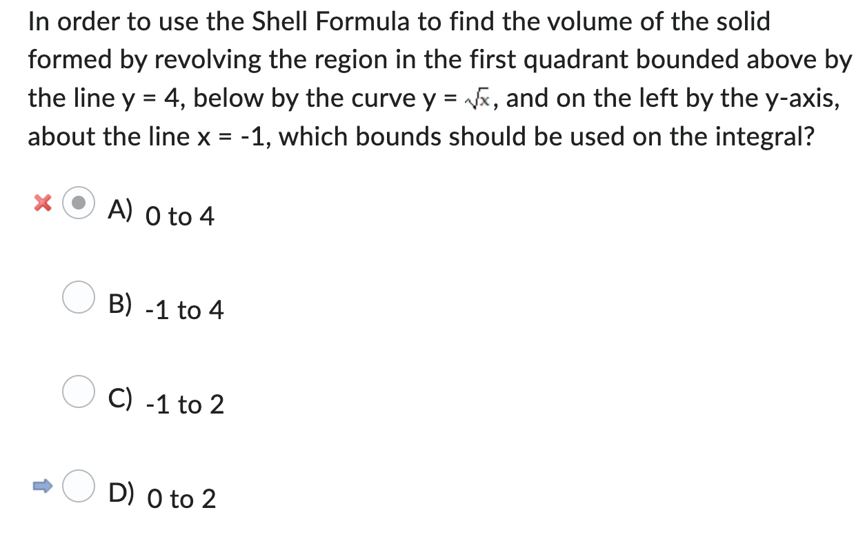Solved In order to use the Shell Formula to find the volume | Chegg.com