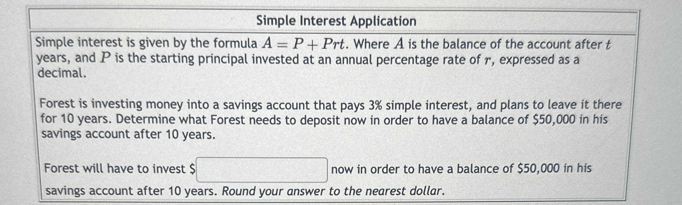 Solved Simple Interest ApplicationSimple interest is given | Chegg.com