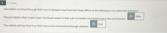Solved Jackrabbits run blood through their ears to dissipate | Chegg.com