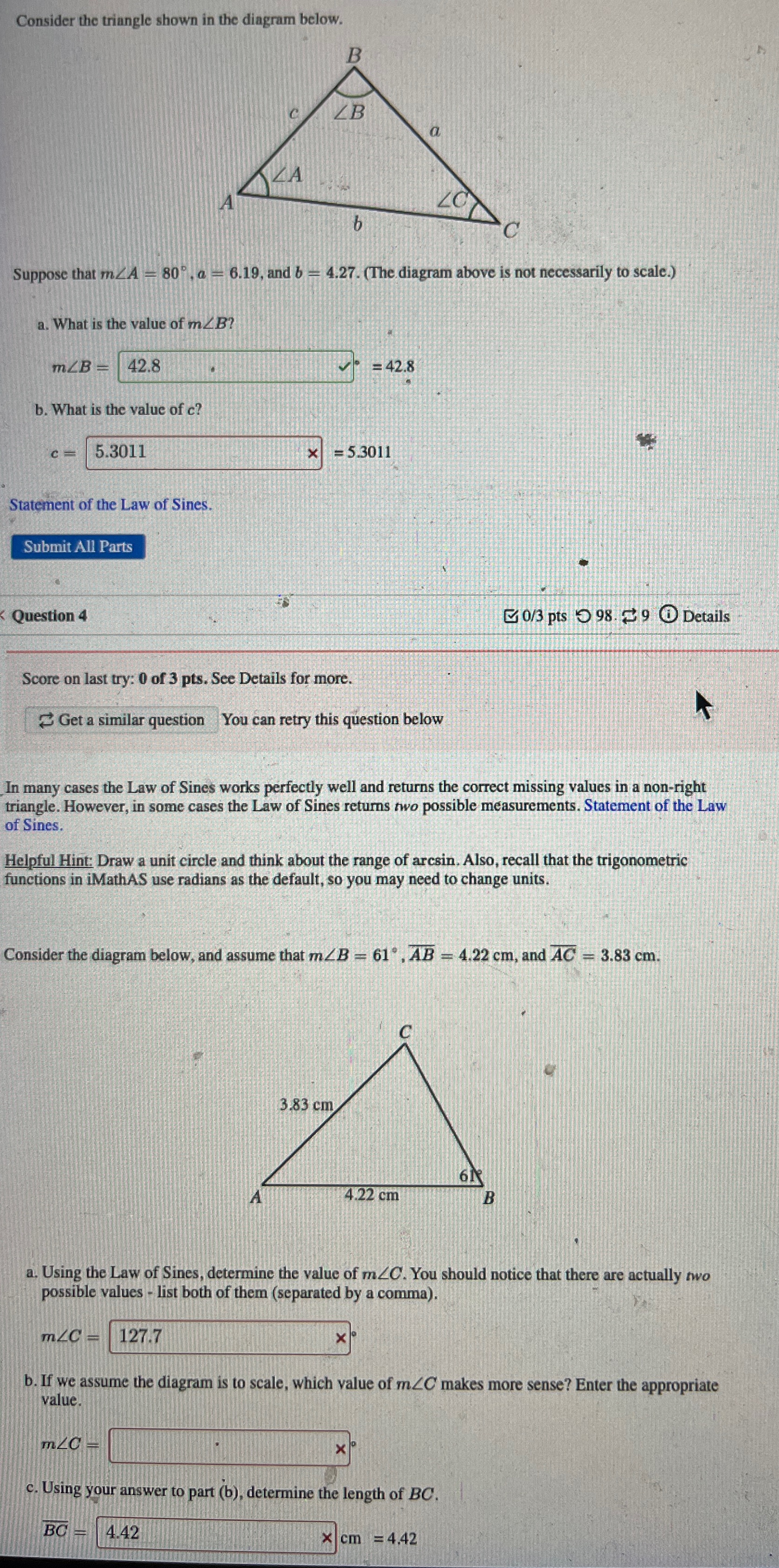 Solved Consider the triangle shown in the diagram | Chegg.com