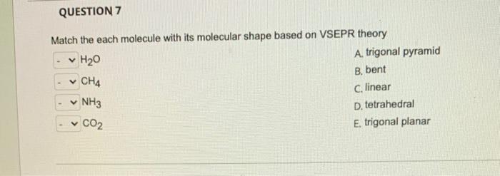 Solved Match the each molecule with its molecular shape | Chegg.com