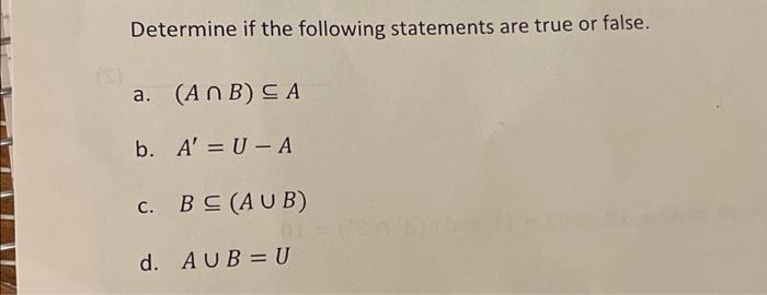 Solved Determine If The Following Statements Are True Or | Chegg.com