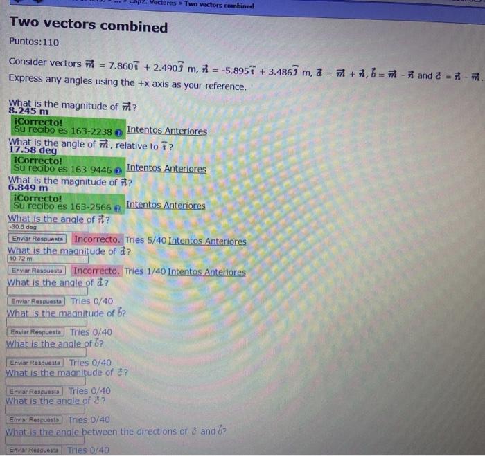 Solved Vectores Two Vectors Combined Two Vectors Combined | Chegg.com