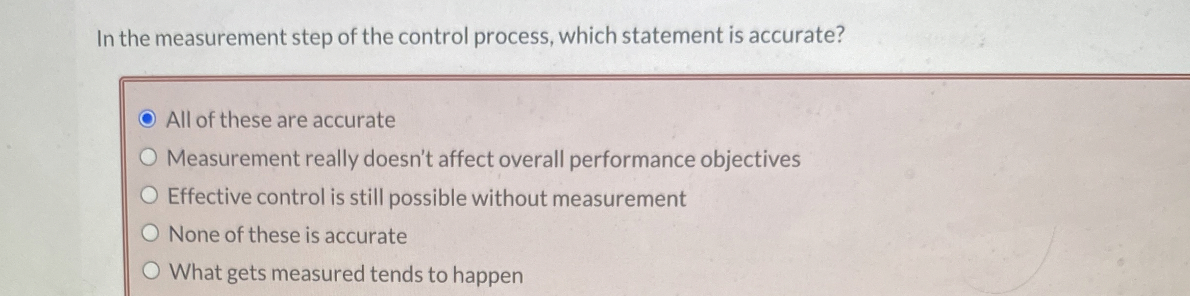 In the measurement step of the control process, which | Chegg.com