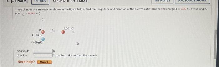 Solved Three Charges Are Arranged As Shown In The Figure | Chegg.com