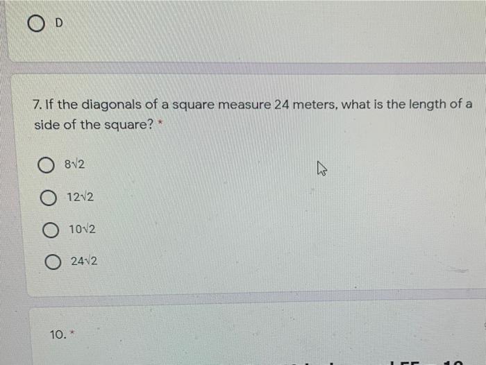 diagonals of a square