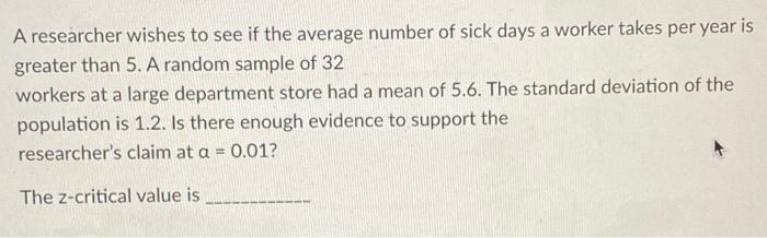 Solved A researcher wishes to see if the average number of | Chegg.com