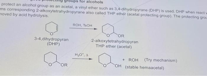 Solved groups for alcohols protect an alcohol group as an | Chegg.com