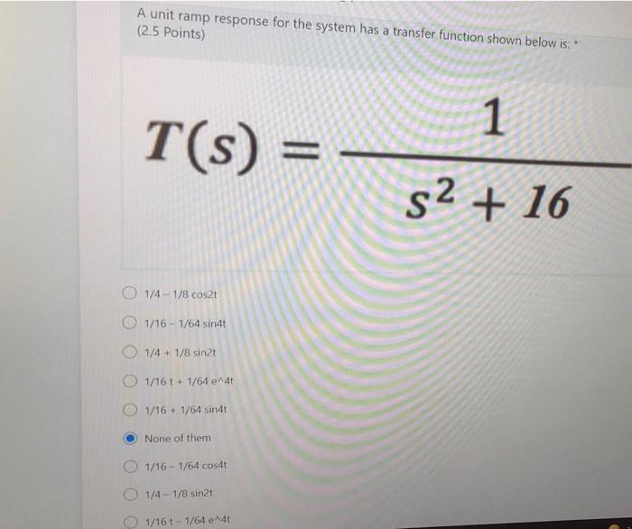 Solved A unit ramp response for the system has a transfer | Chegg.com