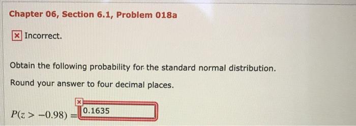 Solved Chapter 06, Section 6.1, Problem 018a X Incorrect. | Chegg.com