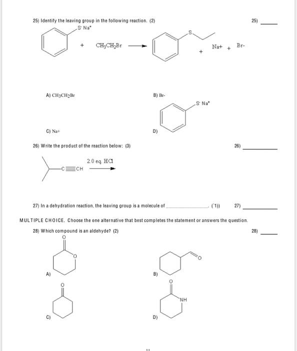 Solved what is the leaving group in the following _ leaving group ...