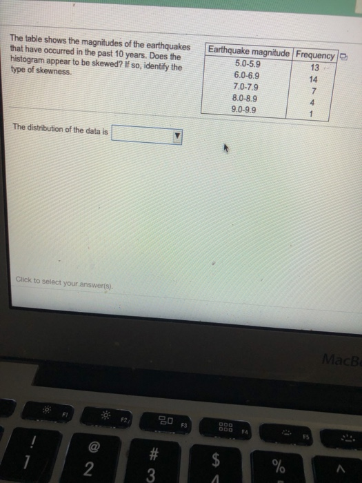 Solved The Table Shows The Magnitudes Of The Earthquakes | Chegg.com