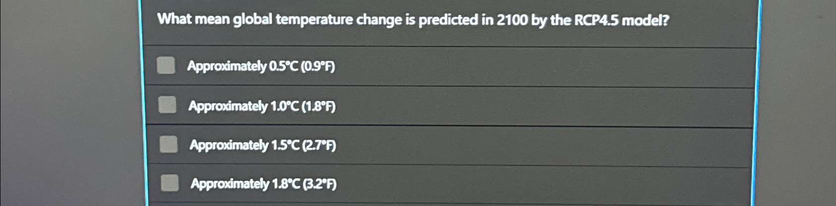 Solved What mean global temperature change is predicted in | Chegg.com