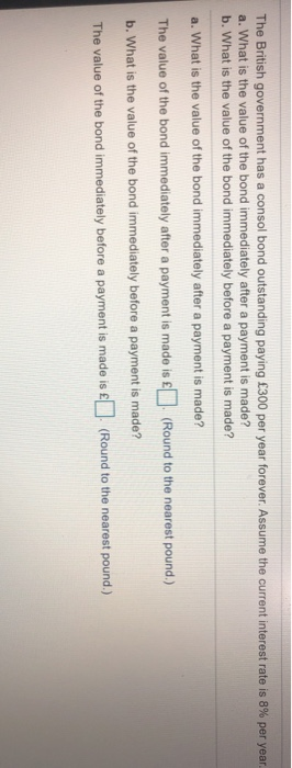 Solved The British government has a consol bond outstanding | Chegg.com