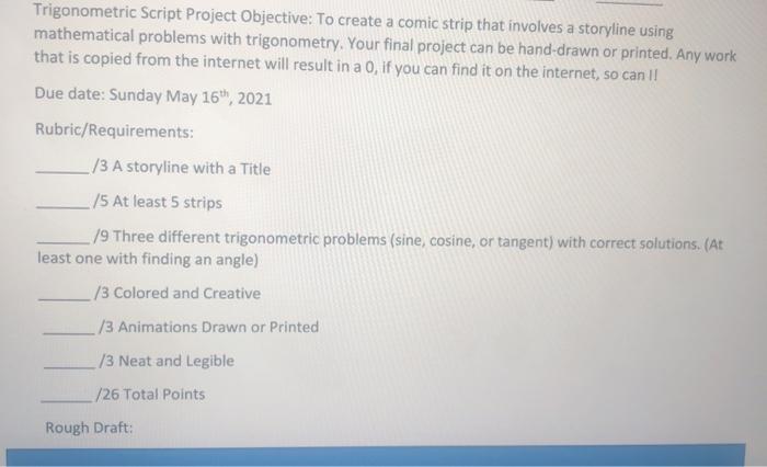 Trigonometric Script Project Objective: To create a | Chegg.com