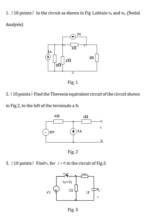 Solved 1. (10 points) In the circuit as shown in Fig | Chegg.com