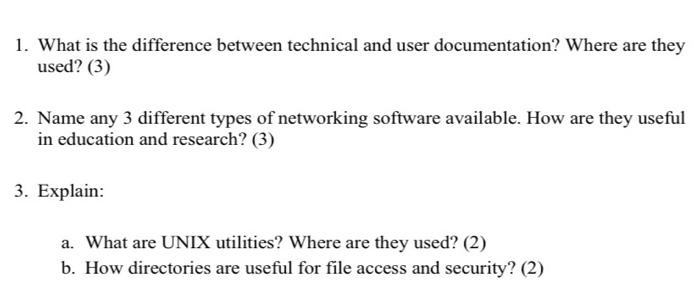 Solved 1. What is the difference between technical and user | Chegg.com