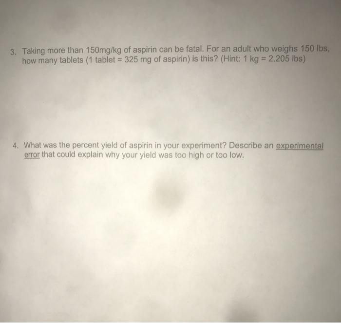 Solved 5. Calculate The Percent Yield For Your Reaction By | Chegg.com