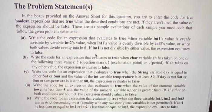 Solved The Problem Statement(s) In the boxes provided on the | Chegg.com