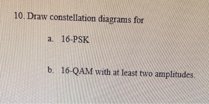 Solved 10. Draw constellation diagrams for a. 16-PSK b. | Chegg.com