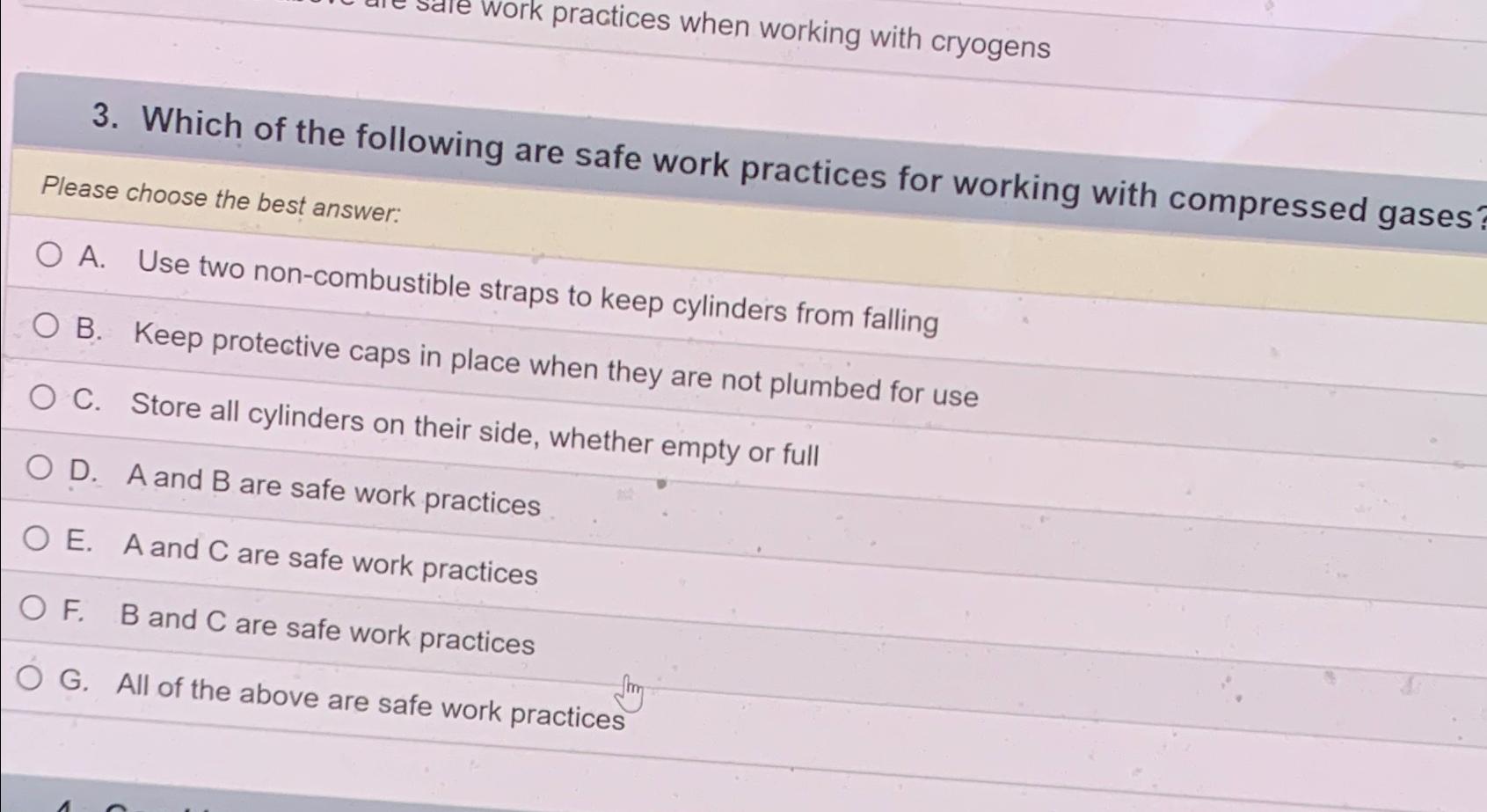 Solved work practices when working with cryogens3. ﻿Which of | Chegg.com