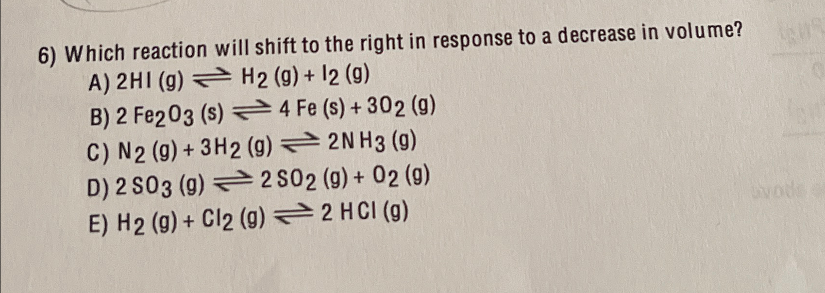 Solved Which reaction will shift to the right in response to | Chegg.com