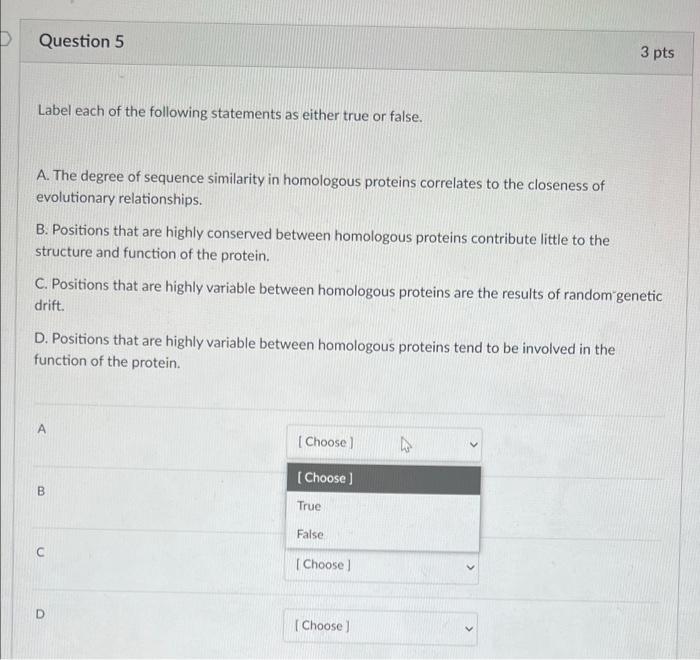 Solved D Question 5 3 pts Label each of the following | Chegg.com