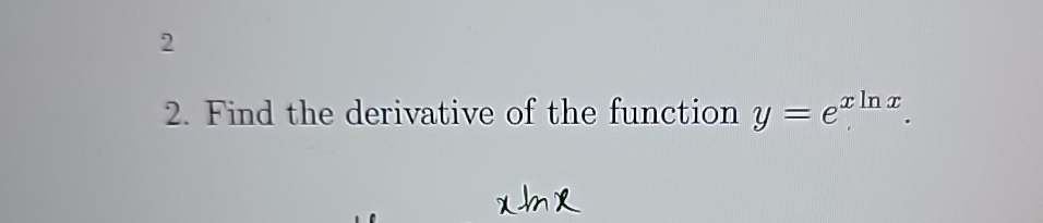 find the second derivative of y xlnx