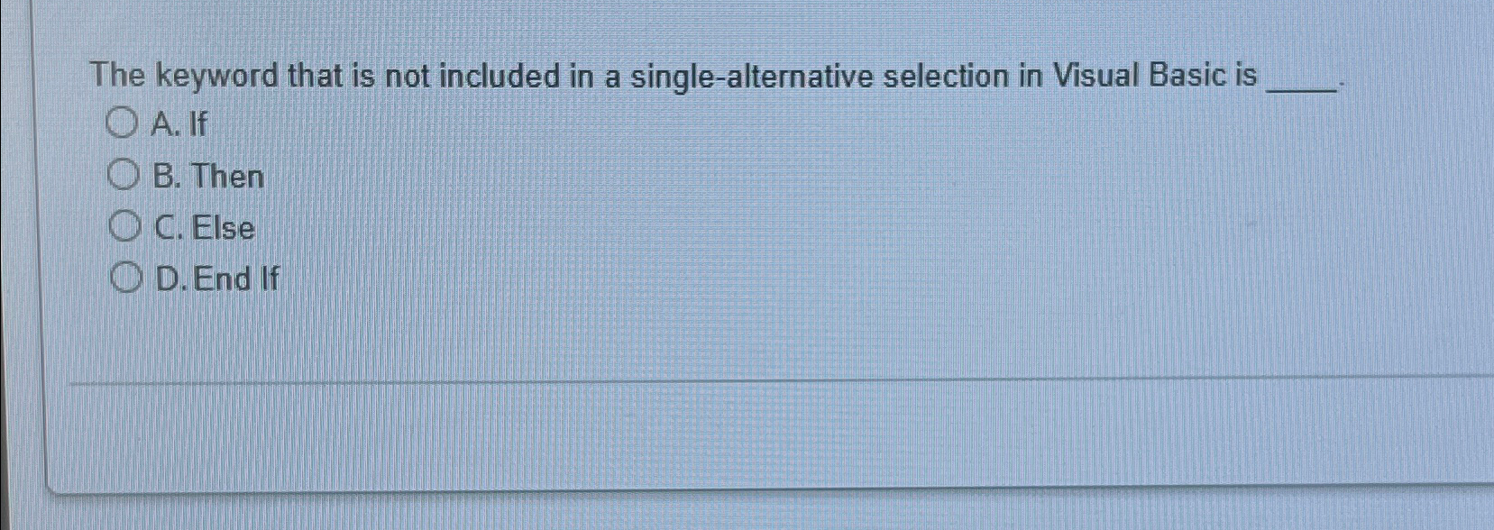 Solved The keyword that is not included in a | Chegg.com