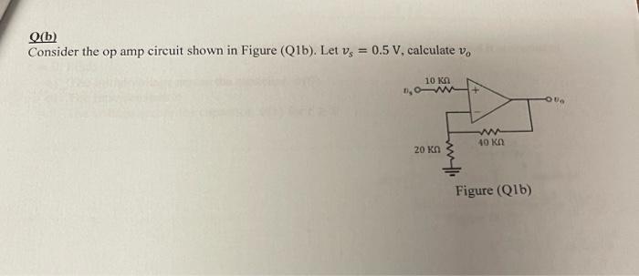 Solved Q(b) Consider the op amp circuit shown in Figure (Q1 | Chegg.com