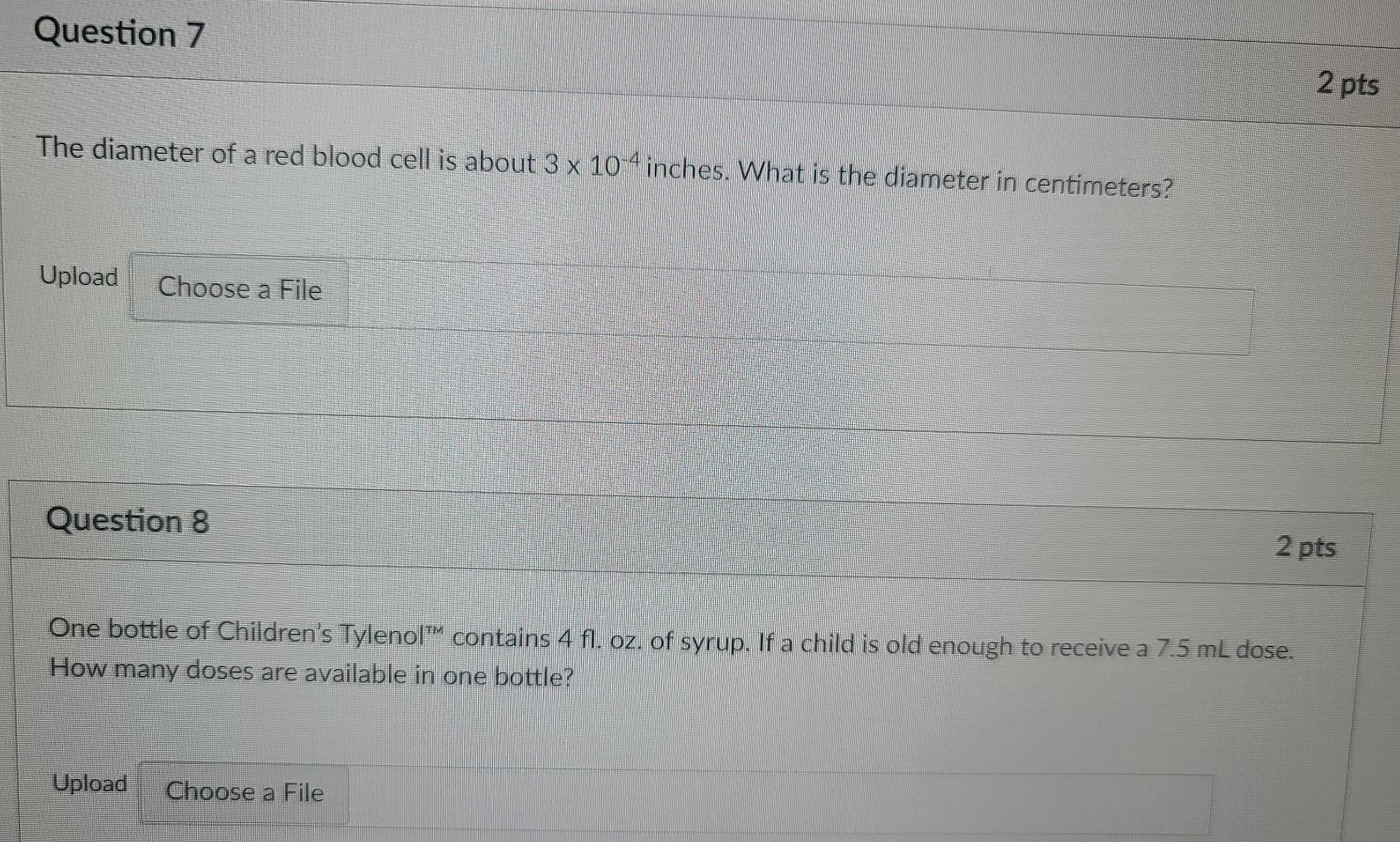 Solved Question 3 1 pts What is the measurement of the | Chegg.com
