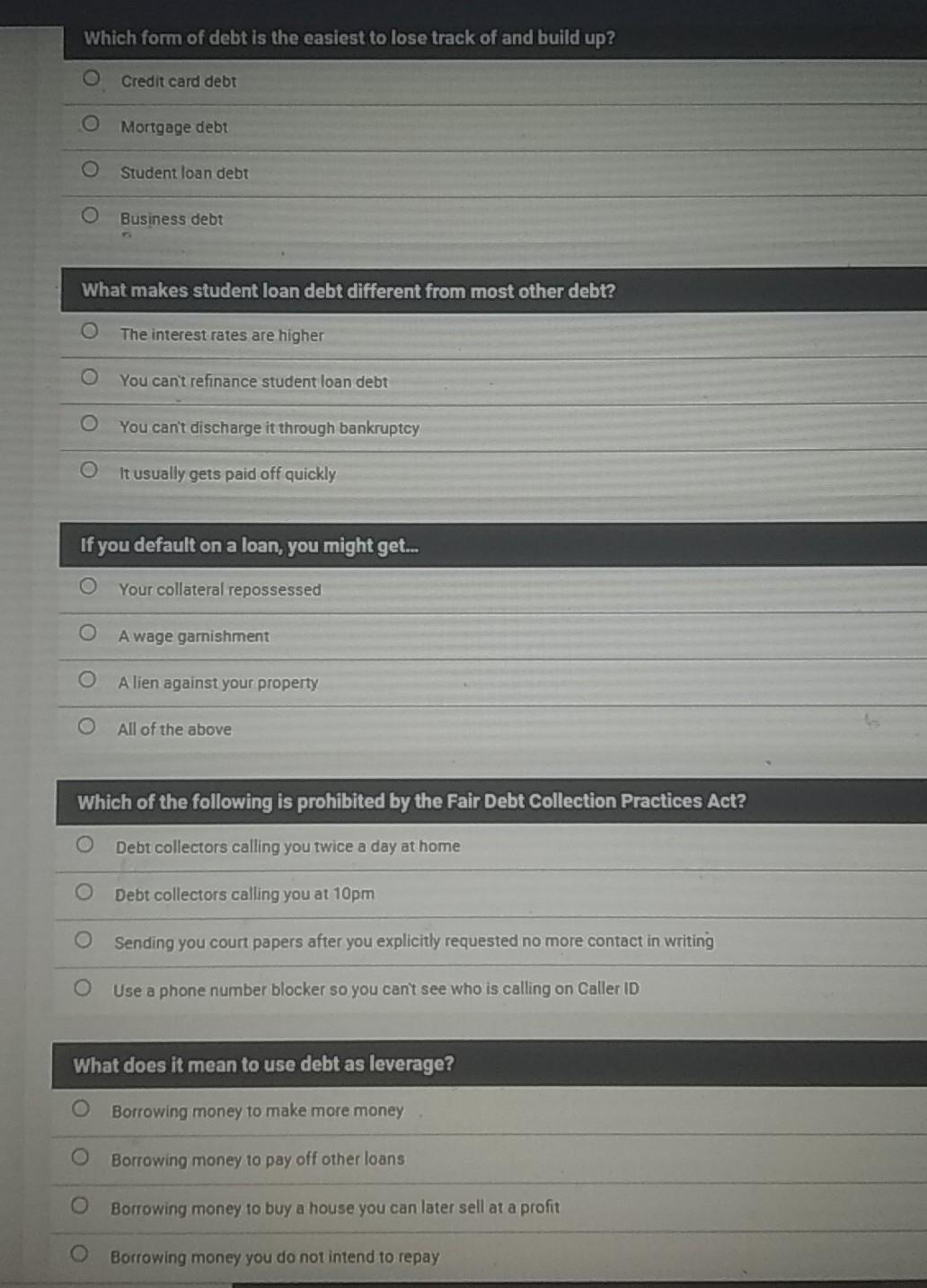 Solved Which Form Of Debt Is The Easiest To Lose Track Of Chegg